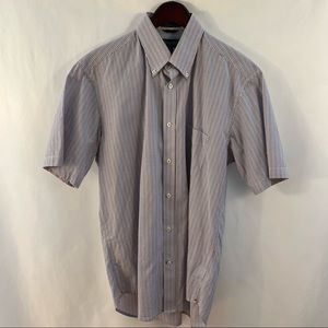 Viyella Button Down Shirt Mens M Medium Striped Short Sleeve Cotton